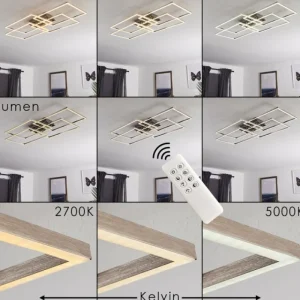 hofstein Plafonnier Cheka LED Aluminium, 4 lumières, Télécommandes* Lampes Modernes
