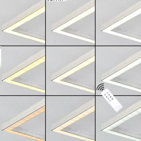 hofstein Plafonnier Cheka LED Brun, Nickel mat, 2 lumières, Télécommandes* Lampes Modernes