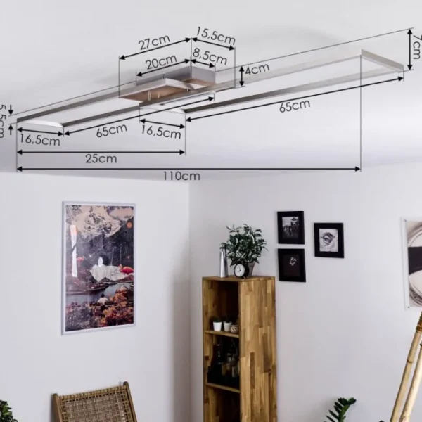 hofstein Plafonnier Cheka LED Brun, Nickel mat, 2 lumières, Télécommandes* Lampes Modernes