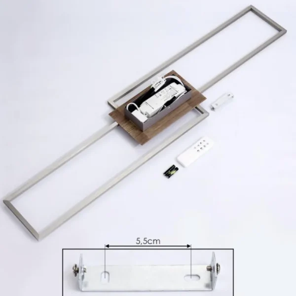 hofstein Plafonnier Cheka LED Brun, Nickel mat, 2 lumières, Télécommandes* Lampes Modernes