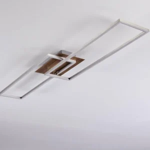 hofstein Plafonnier Cheka LED Brun, Nickel mat, 2 lumières, Télécommandes* Lampes Modernes