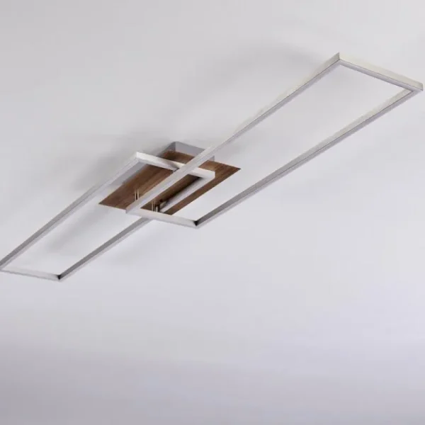 hofstein Plafonnier Cheka LED Brun, Nickel mat, 2 lumières, Télécommandes* Lampes Modernes