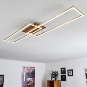 hofstein Plafonnier Cheka LED Brun, Nickel mat, 2 lumières, Télécommandes* Lampes Modernes