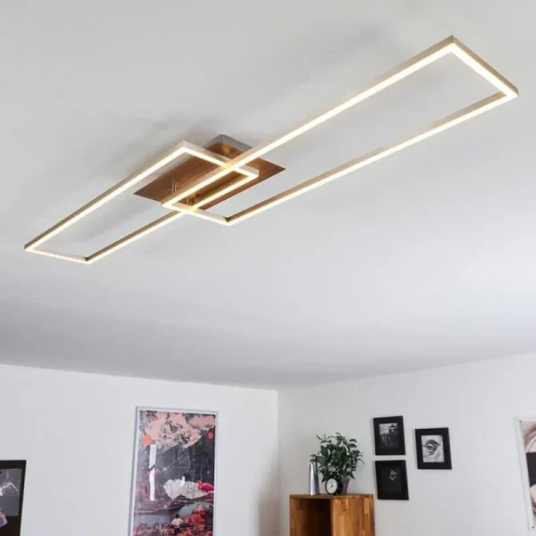 hofstein Plafonnier Cheka LED Brun, Nickel mat, 2 lumières, Télécommandes* Lampes Modernes