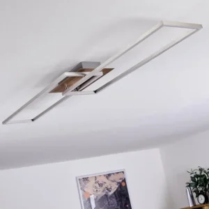 hofstein Plafonnier Cheka LED Brun, Nickel mat, 2 lumières, Télécommandes* Lampes Modernes