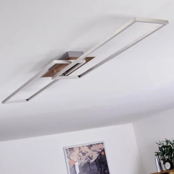 hofstein Plafonnier Cheka LED Brun, Nickel mat, 2 lumières, Télécommandes* Lampes Modernes
