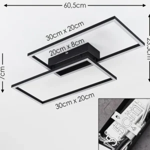 hofstein Plafonnier Cheka LED Noir, 2 lumières, Télécommandes* Lampes Modernes