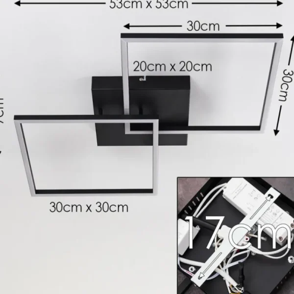 hofstein Plafonnier Cheka LED Noir, 2 lumières, Télécommandes* Lampes Modernes