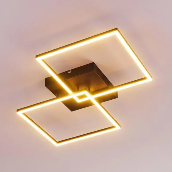 hofstein Plafonnier Cheka LED Noir, 2 lumières, Télécommandes* Lampes Modernes