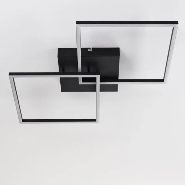 hofstein Plafonnier Cheka LED Noir, 2 lumières, Télécommandes* Lampes Modernes