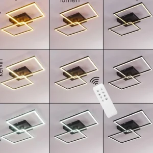 hofstein Plafonnier Cheka LED Noir, 2 lumières, Télécommandes* Lampes Modernes