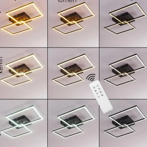 hofstein Plafonnier Cheka LED Noir, 2 lumières, Télécommandes* Lampes Modernes