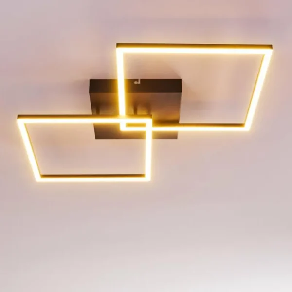 hofstein Plafonnier Cheka LED Noir, 2 lumières, Télécommandes* Lampes Modernes