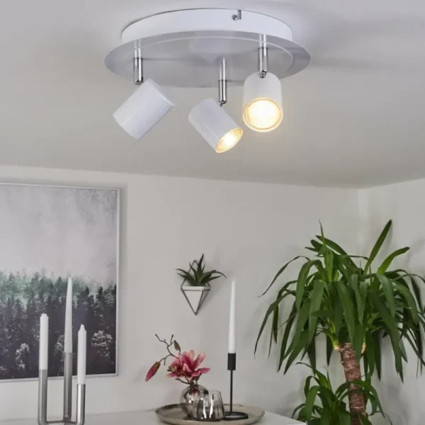 hofstein Plafonnier Chennai LED Chrome, Blanc, 3 lumières* Lampes Modernes