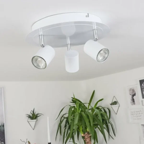 hofstein Plafonnier Chennai LED Chrome, Blanc, 3 lumières* Lampes Modernes