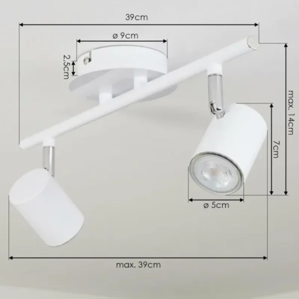hofstein Plafonnier Chennai LED Chrome, Blanc, 2 lumières* Lampes Modernes