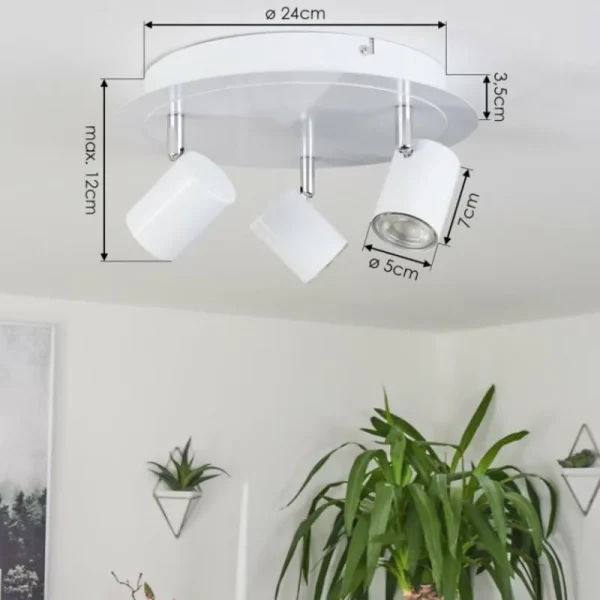 hofstein Plafonnier Chennai LED Chrome, Blanc, 3 lumières* Lampes Modernes