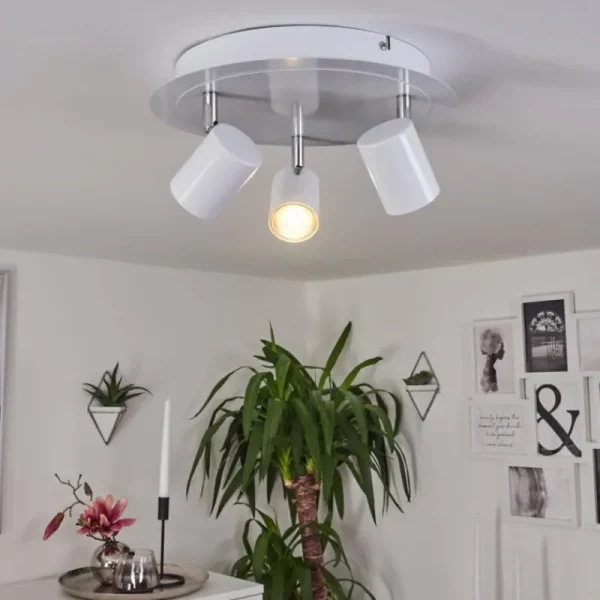 hofstein Plafonnier Chennai LED Chrome, Blanc, 3 lumières* Lampes Modernes