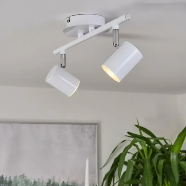 hofstein Plafonnier Chennai LED Chrome, Blanc, 2 lumières* Lampes Modernes
