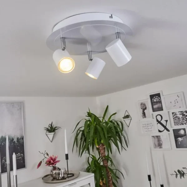 hofstein Plafonnier Chennai LED Chrome, Blanc, 3 lumières* Lampes Modernes