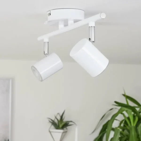 hofstein Plafonnier Chennai LED Chrome, Blanc, 2 lumières* Lampes Modernes