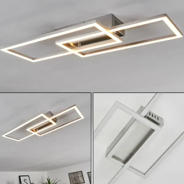 hofstein Plafonnier Chilkat LED Nickel mat, 1 lumière* Lampes Modernes