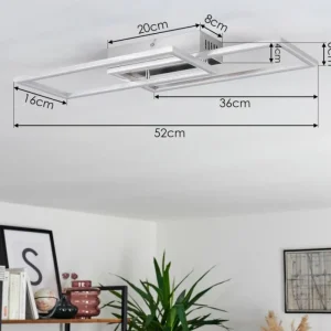 hofstein Plafonnier Chilkat LED Nickel mat, 1 lumière* Lampes Modernes