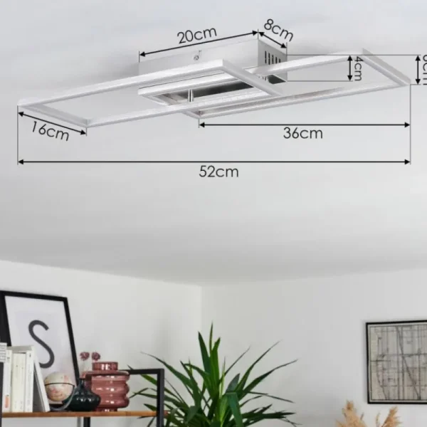 hofstein Plafonnier Chilkat LED Nickel mat, 1 lumière* Lampes Modernes