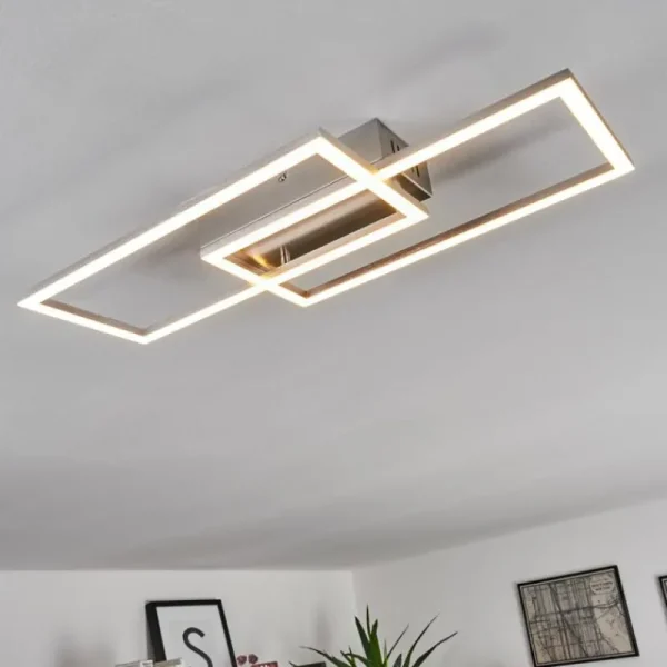 hofstein Plafonnier Chilkat LED Nickel mat, 1 lumière* Lampes Modernes