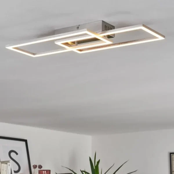 hofstein Plafonnier Chilkat LED Nickel mat, 1 lumière* Lampes Modernes