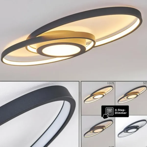 hofstein Plafonnier Chunky LED Gris, 1 lumière* Lampes Modernes
