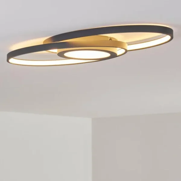 hofstein Plafonnier Chunky LED Gris, 1 lumière* Lampes Modernes