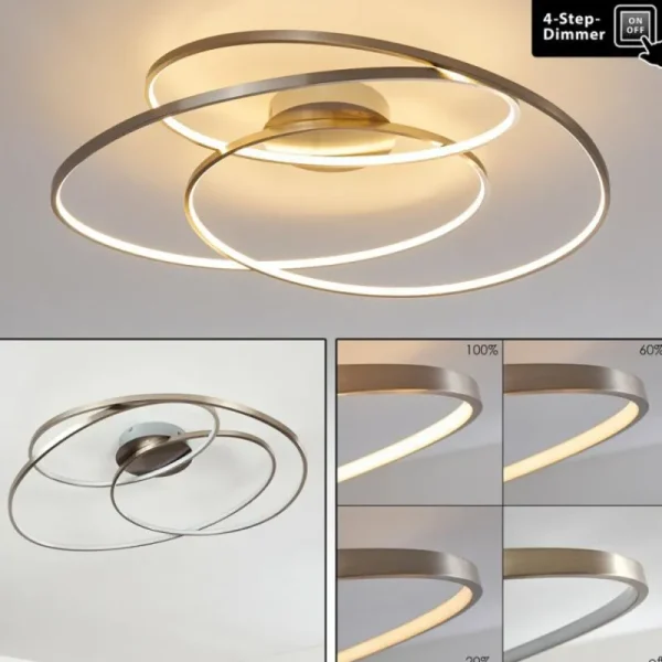 hofstein Plafonnier Chute LED Nickel mat, 1 lumière* Lampes Modernes
