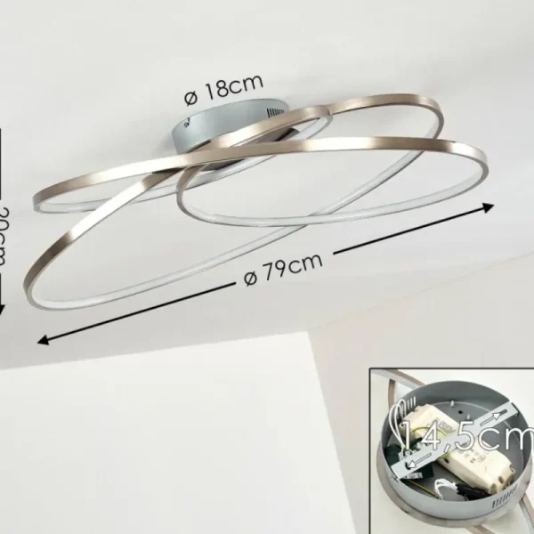 hofstein Plafonnier Chute LED Nickel mat, 1 lumière* Lampes Modernes
