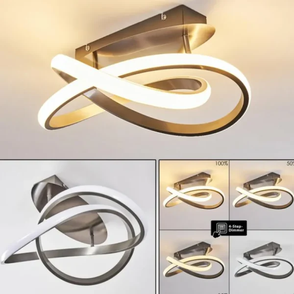 hofstein Plafonnier Cochato LED Nickel mat, 1 lumière* Lampes Modernes