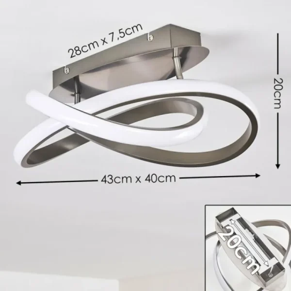 hofstein Plafonnier Cochato LED Nickel mat, 1 lumière* Lampes Modernes