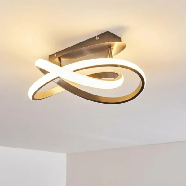 hofstein Plafonnier Cochato LED Nickel mat, 1 lumière* Lampes Modernes