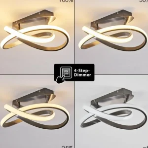 hofstein Plafonnier Cochato LED Nickel mat, 1 lumière* Lampes Modernes