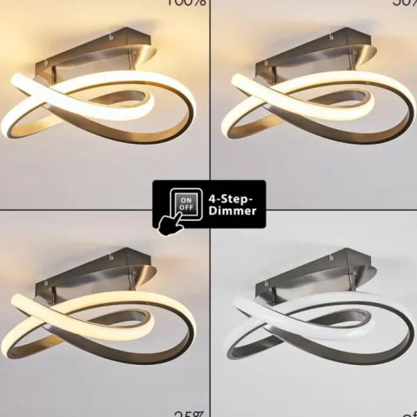 hofstein Plafonnier Cochato LED Nickel mat, 1 lumière* Lampes Modernes