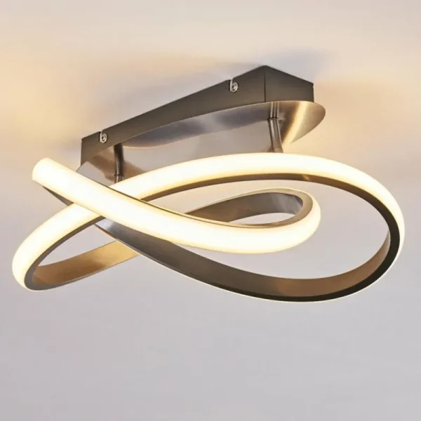 hofstein Plafonnier Cochato LED Nickel mat, 1 lumière* Lampes Modernes