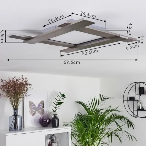 hofstein Plafonnier Cuchara LED Nickel mat, 1 lumière* Lampes Modernes