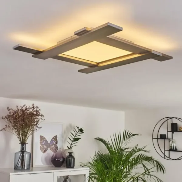 hofstein Plafonnier Cuchara LED Nickel mat, 1 lumière* Lampes Modernes