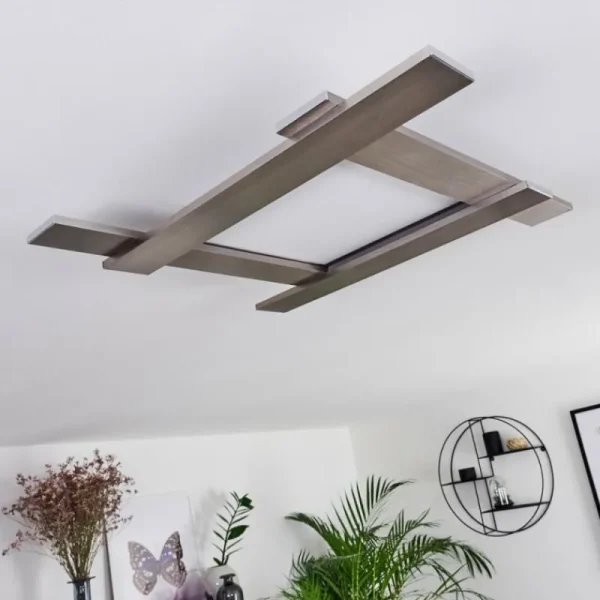 hofstein Plafonnier Cuchara LED Nickel mat, 1 lumière* Lampes Modernes
