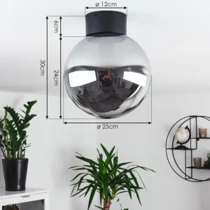 hofstein Plafonnier Cumuato Noir, 1 lumière* Lampes En Verre