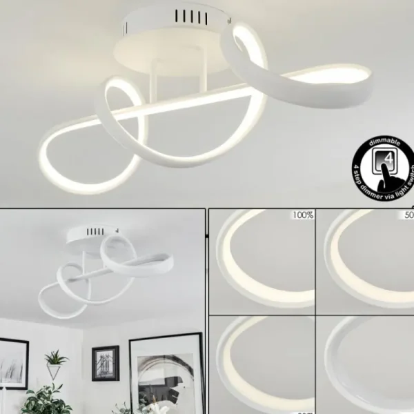 hofstein Plafonnier Dauntey LED Blanc, 1 lumière, Télécommandes* Lampes Modernes