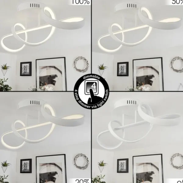 hofstein Plafonnier Dauntey LED Blanc, 1 lumière, Télécommandes* Lampes Modernes