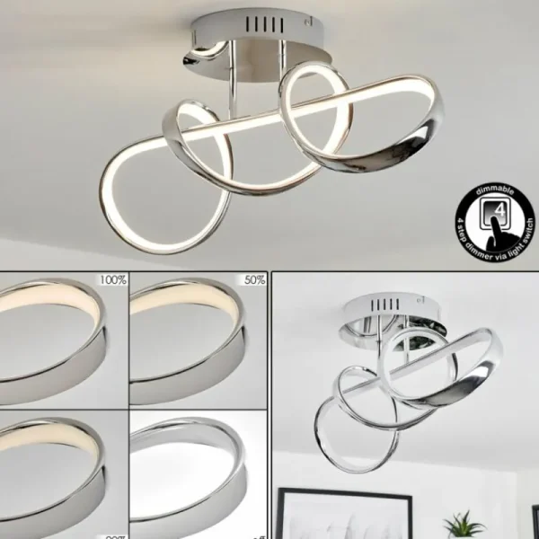 hofstein Plafonnier Dauntey LED Chrome, 1 lumière* Lampes Modernes