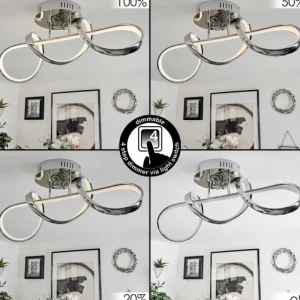 hofstein Plafonnier Dauntey LED Chrome, 1 lumière* Lampes Modernes