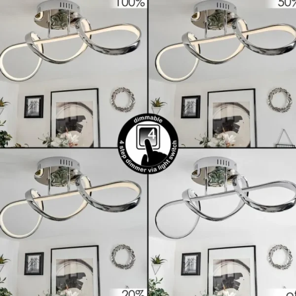 hofstein Plafonnier Dauntey LED Chrome, 1 lumière* Lampes Modernes