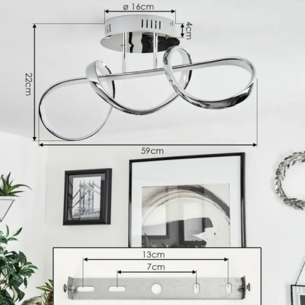 hofstein Plafonnier Dauntey LED Chrome, 1 lumière* Lampes Modernes